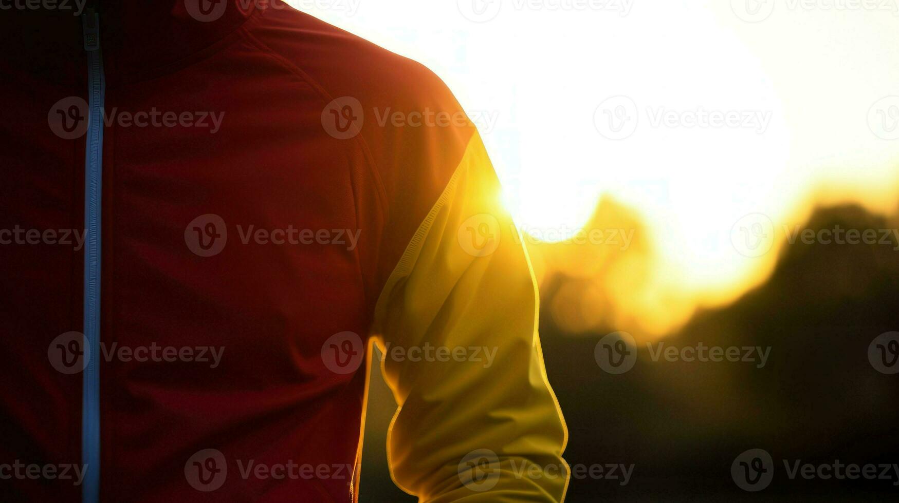 deportivo hombre toma un caminar a primero ligero de el Mañana. generativo ai foto