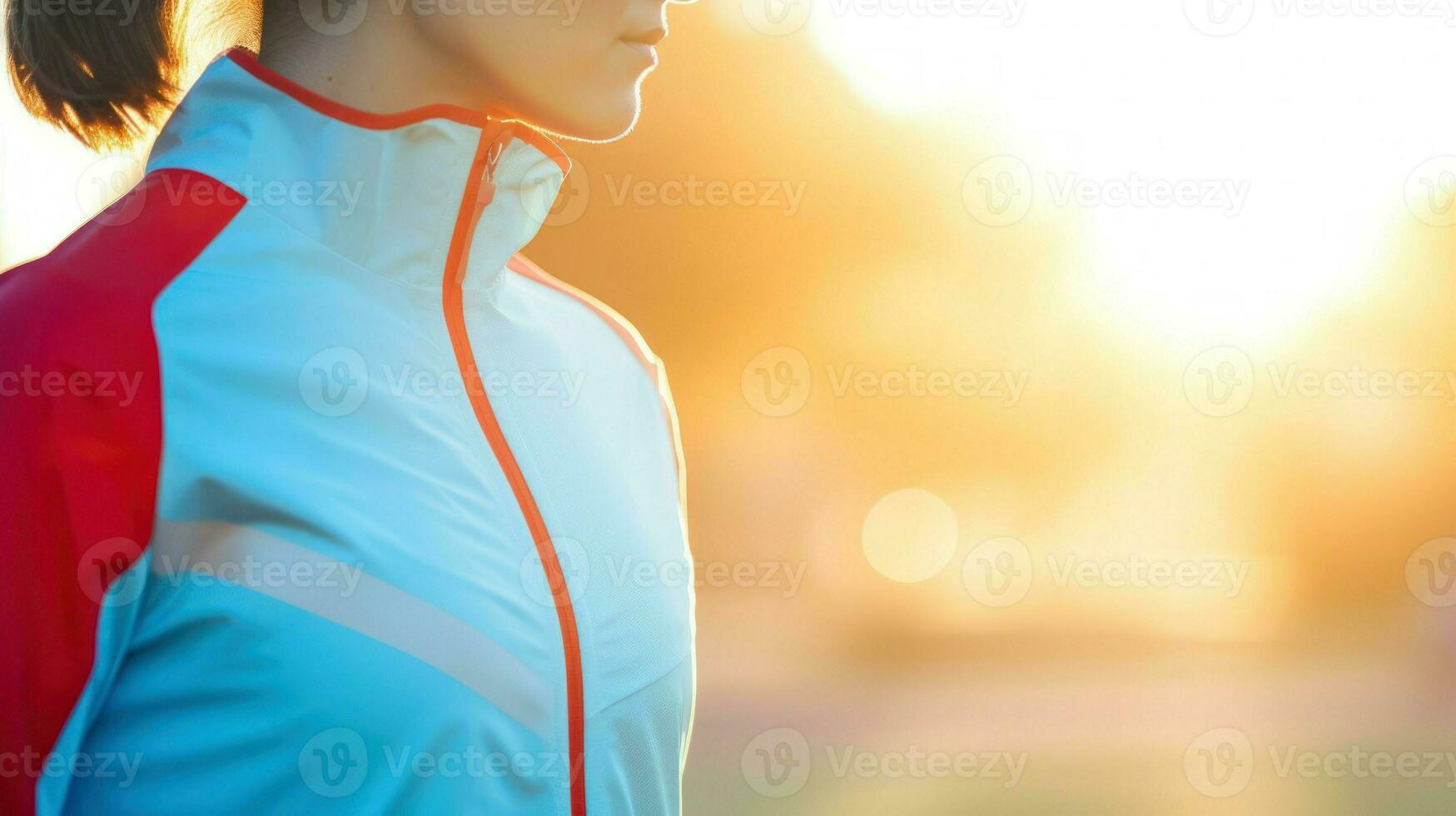 Sporty woman takes a walk at first light of the morning. Generative AI photo