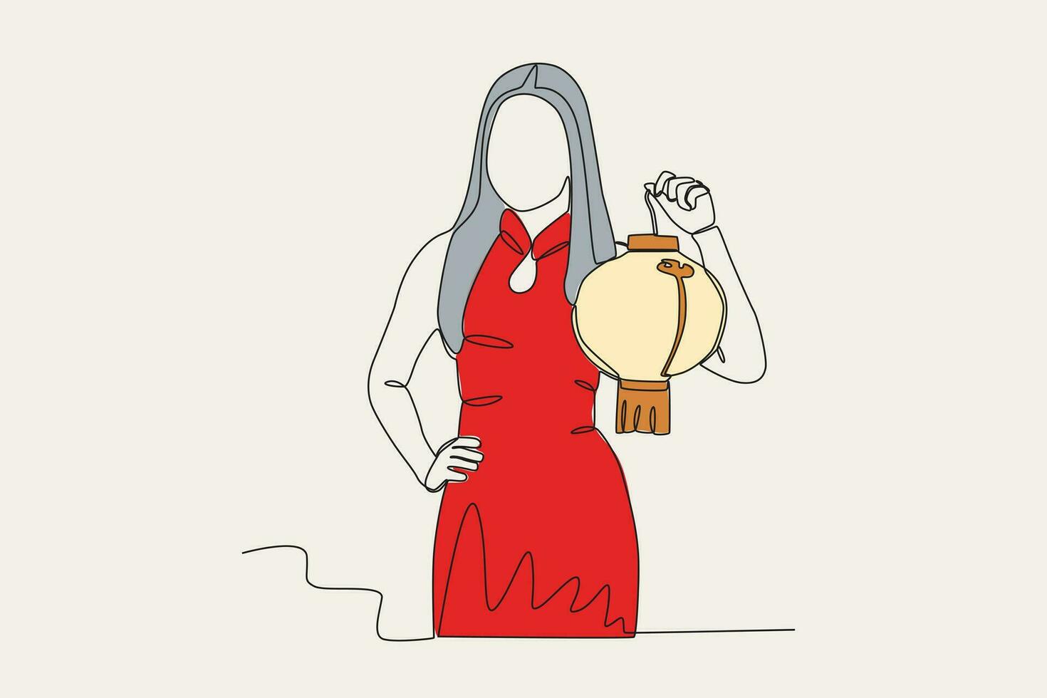 Colored illustration of a woman holding a lantern vector