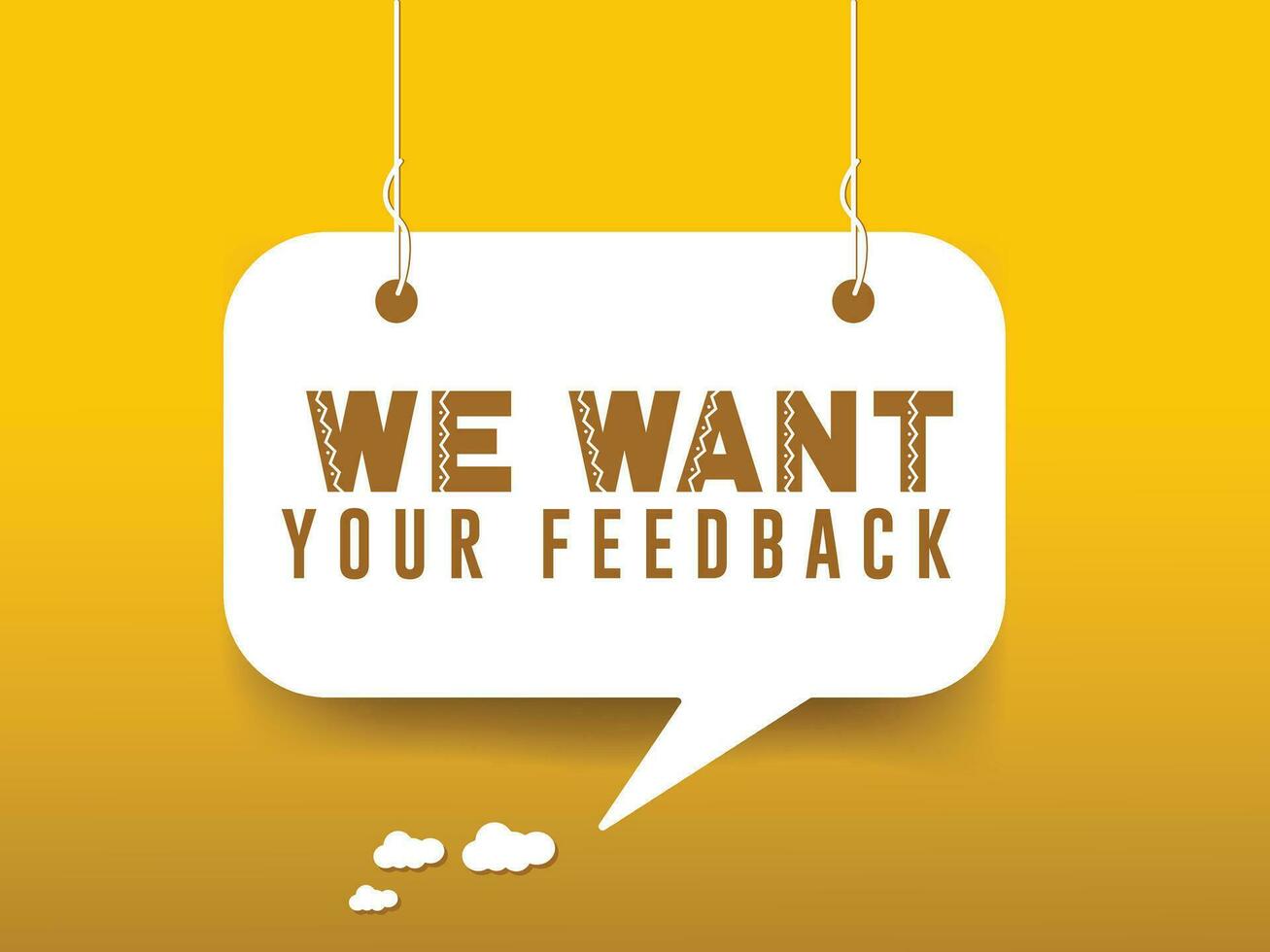 Free vector we want your feedback with yellow background