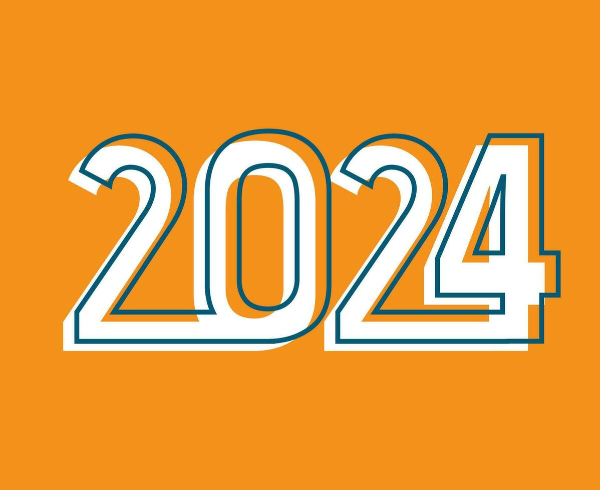 contento nuevo año 2024 fiesta resumen azul y blanco gráfico diseño vector logo símbolo ilustración con naranja antecedentes