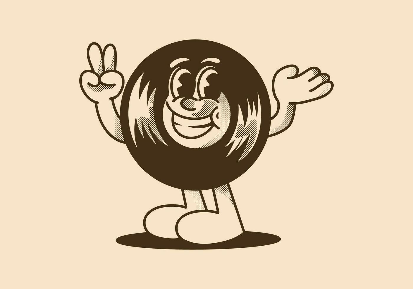 Character illustration of vinyl with happy expression vector