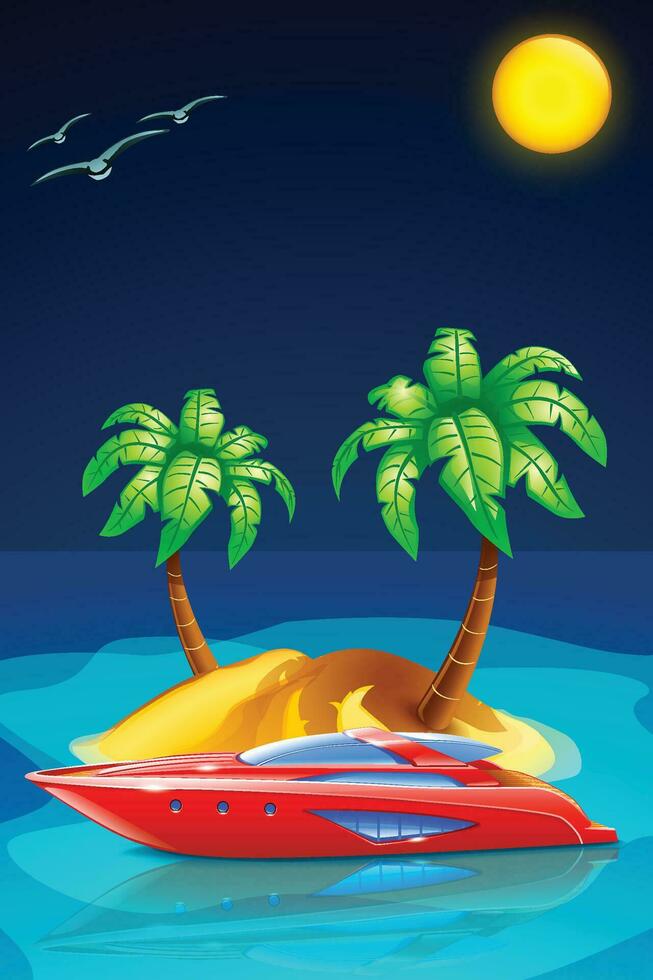 island at night vector