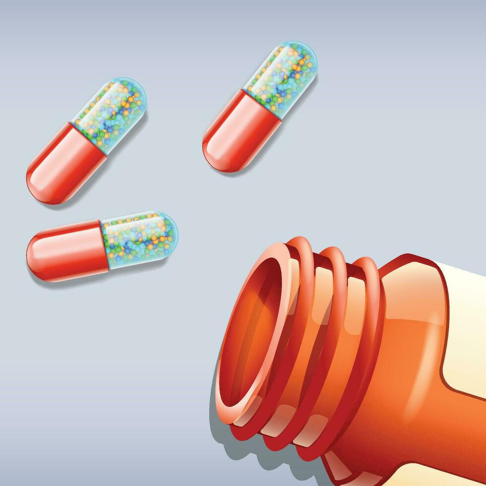 pills with bottles vector