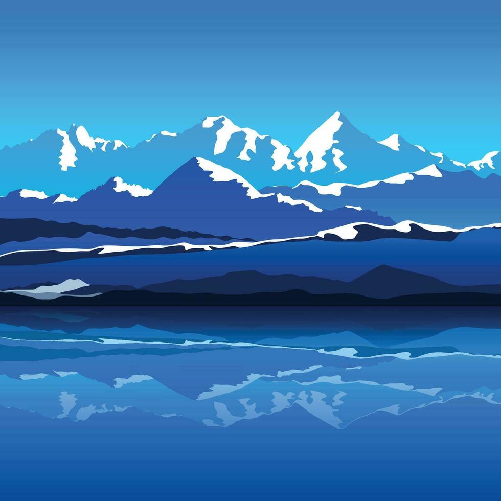 montañas Nevado paisaje vector