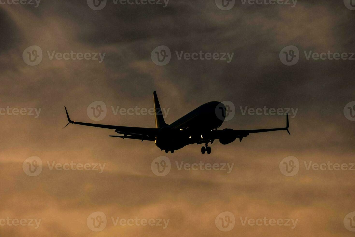 a passenger jet takes off into the sky photo