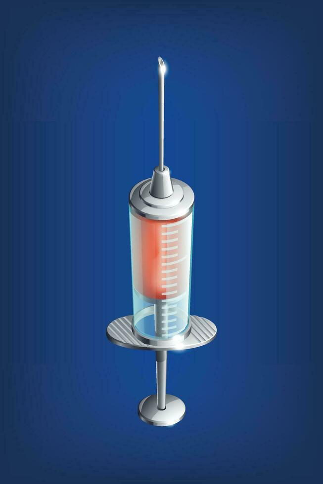 steel syringe with red vector