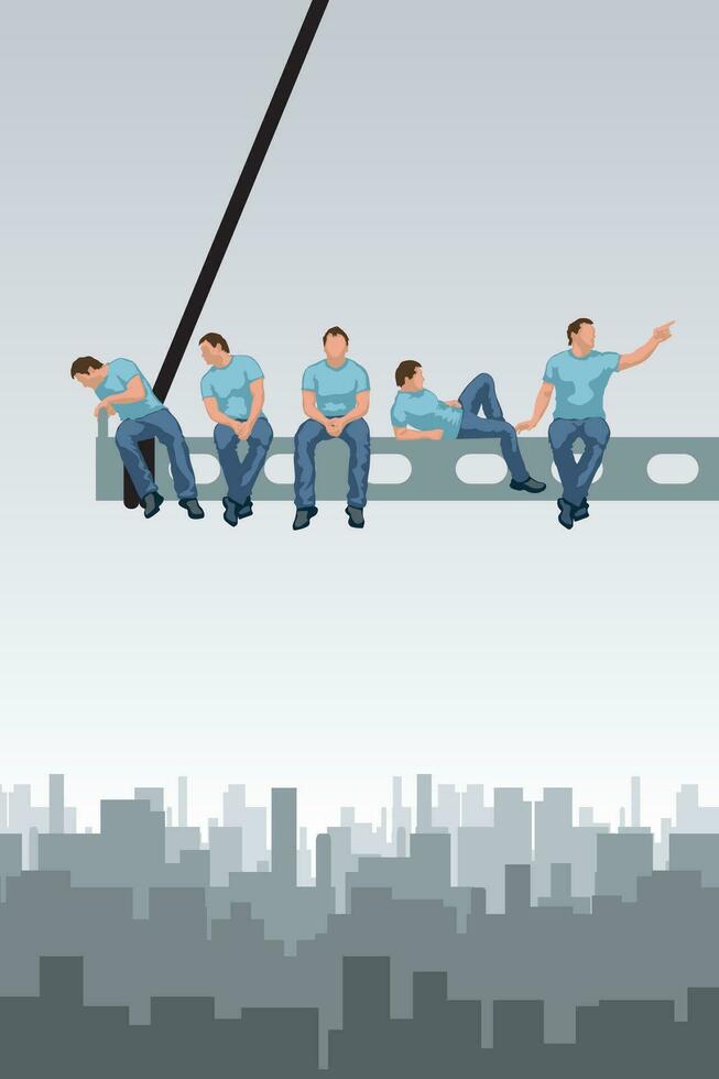 workers sitting on top vector
