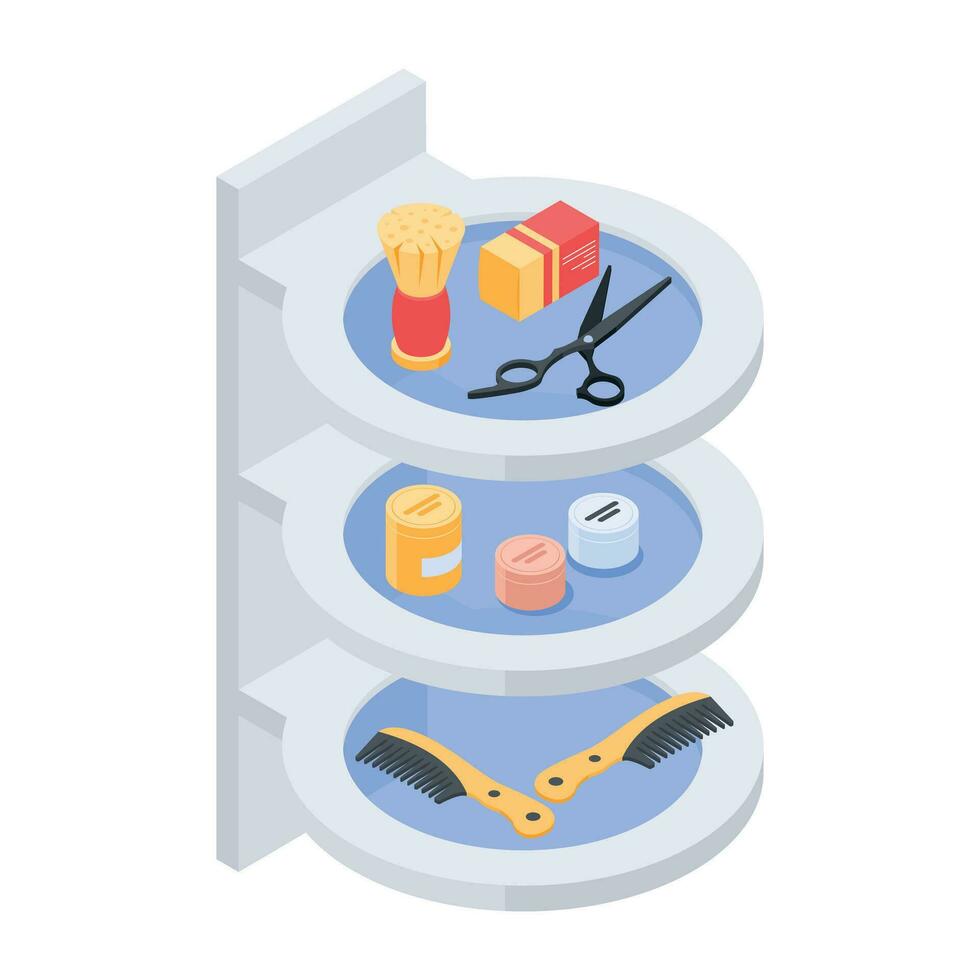 Barber Accessories Isometric Icon vector