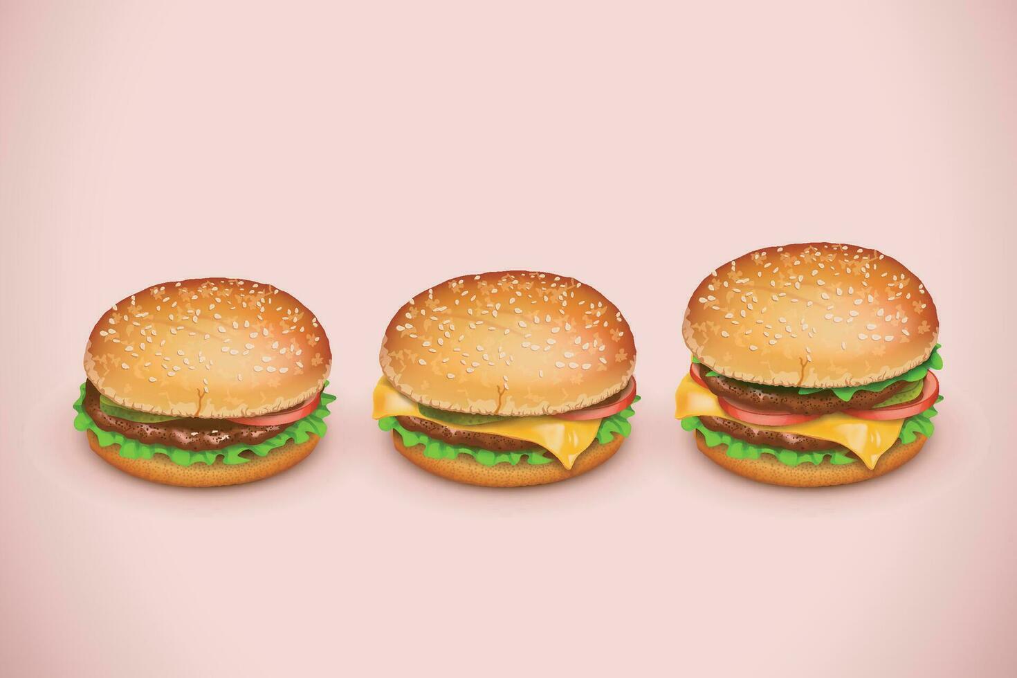 hamburgers in set vector