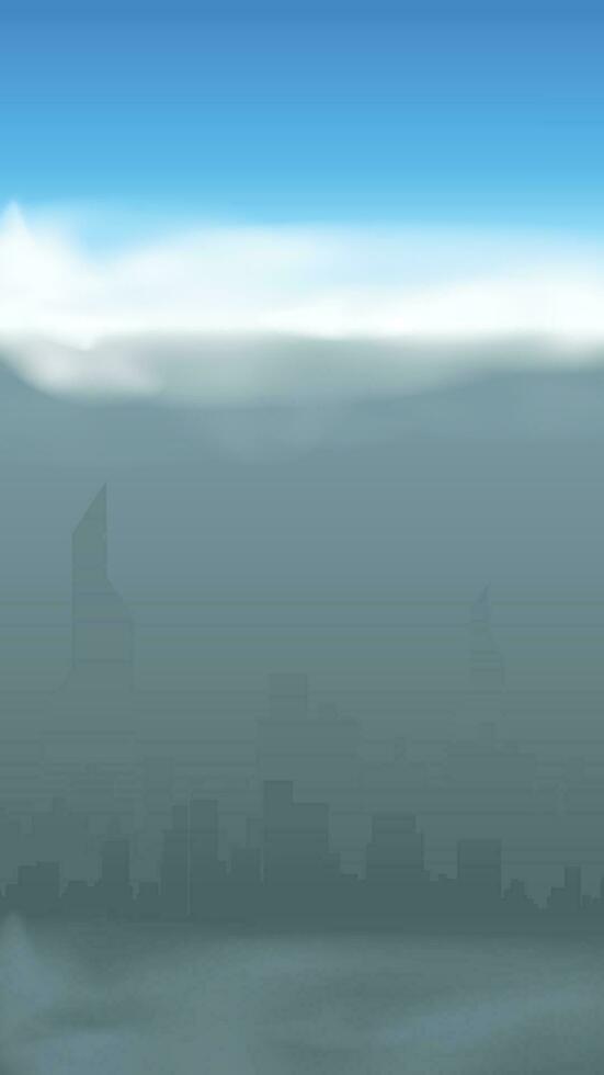 city silhouette fog vector