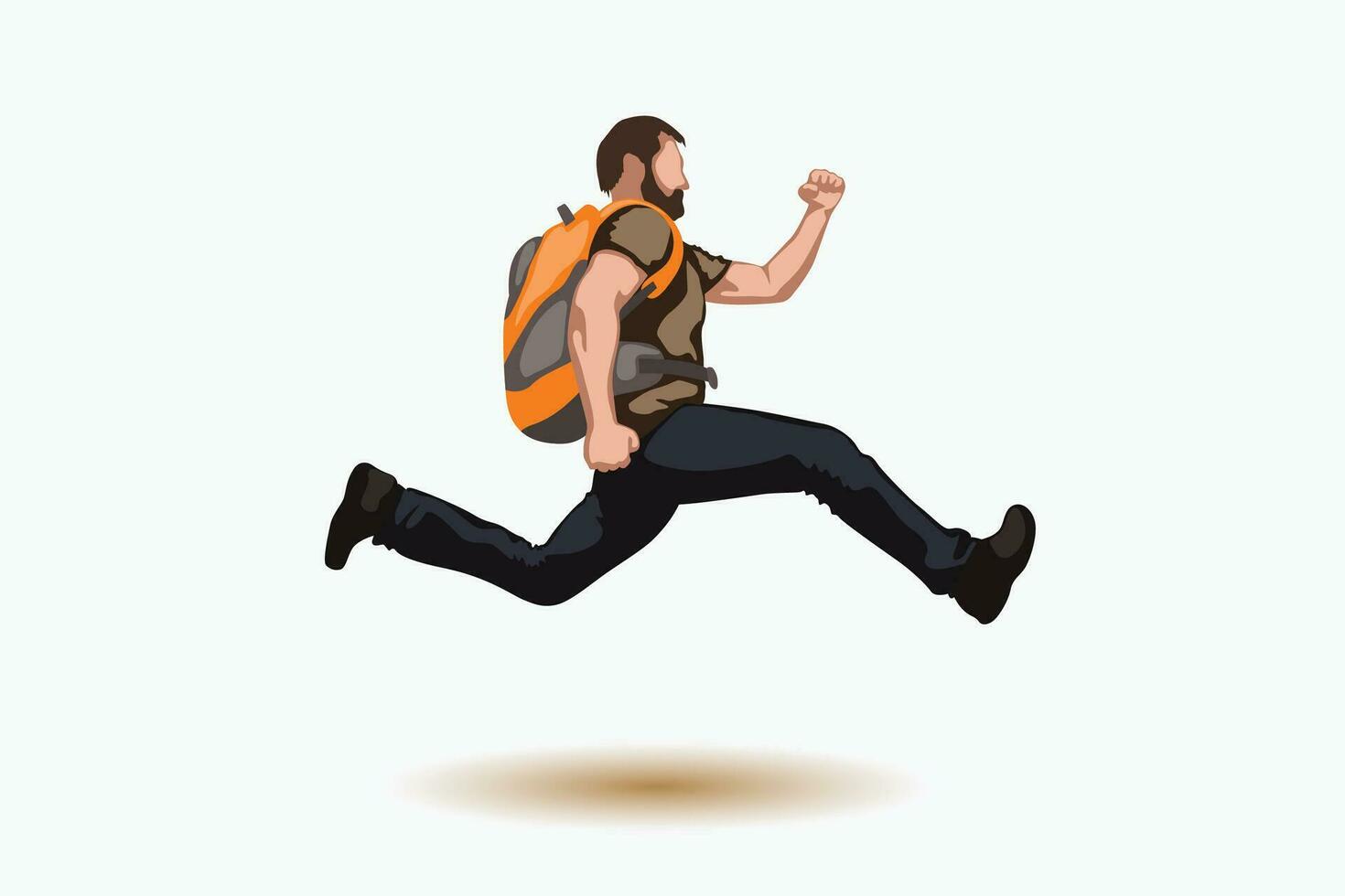 running tourist man vector