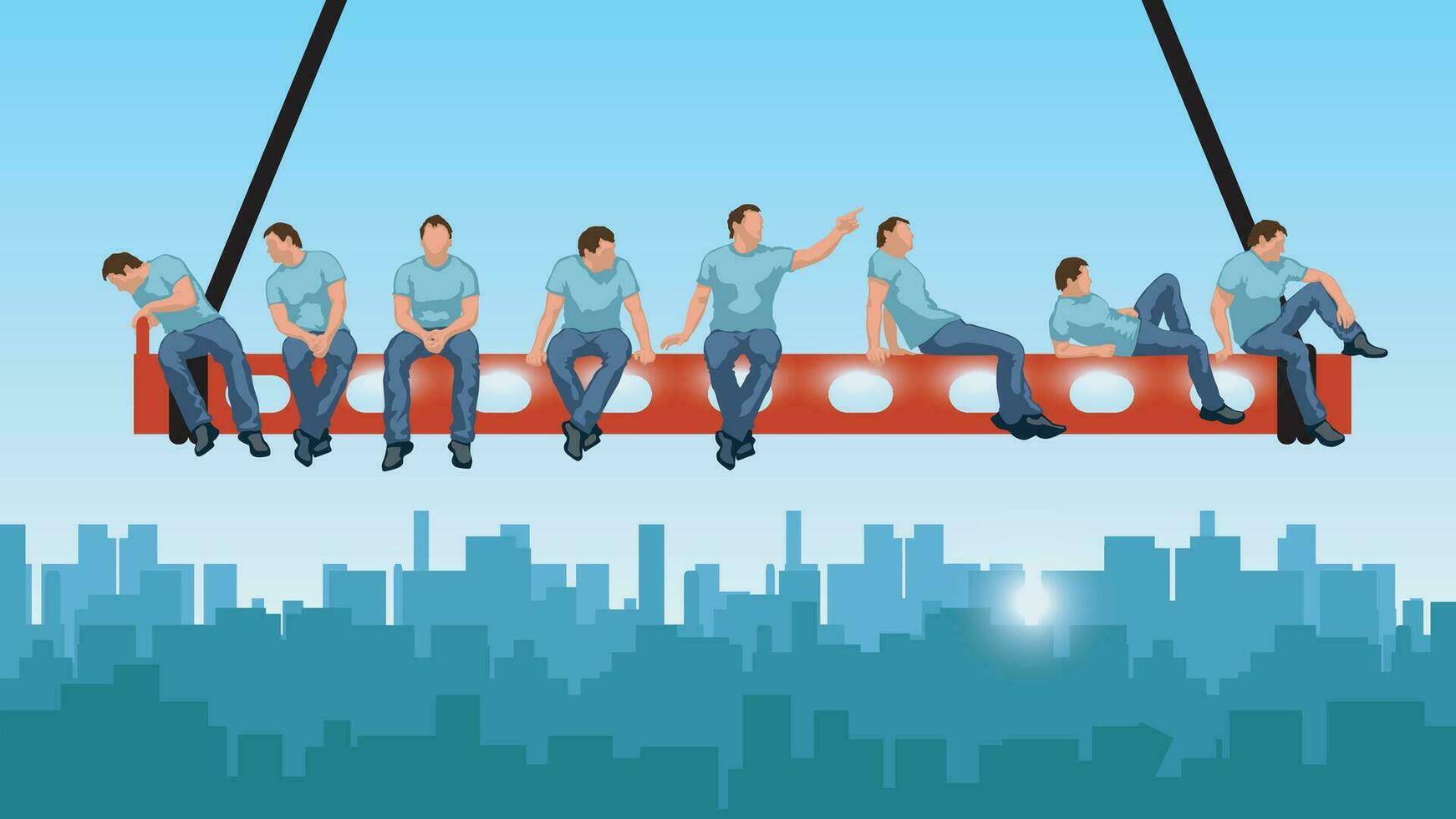 sitting men group vector