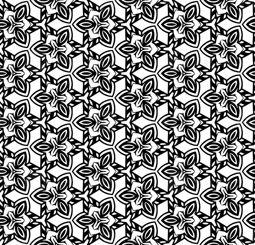 Black seamless abstract pattern. Overlay for background and backdrop. Ornamental design. PNG graphic illustration with transparent background.