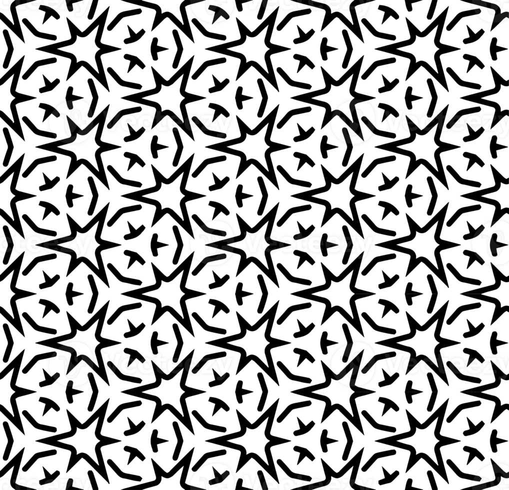 Black seamless abstract pattern. Overlay for background and backdrop. Ornamental design. PNG graphic illustration with transparent background.