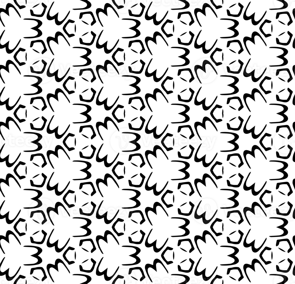 Black seamless abstract pattern. Overlay for background and backdrop. Ornamental design. PNG graphic illustration with transparent background.