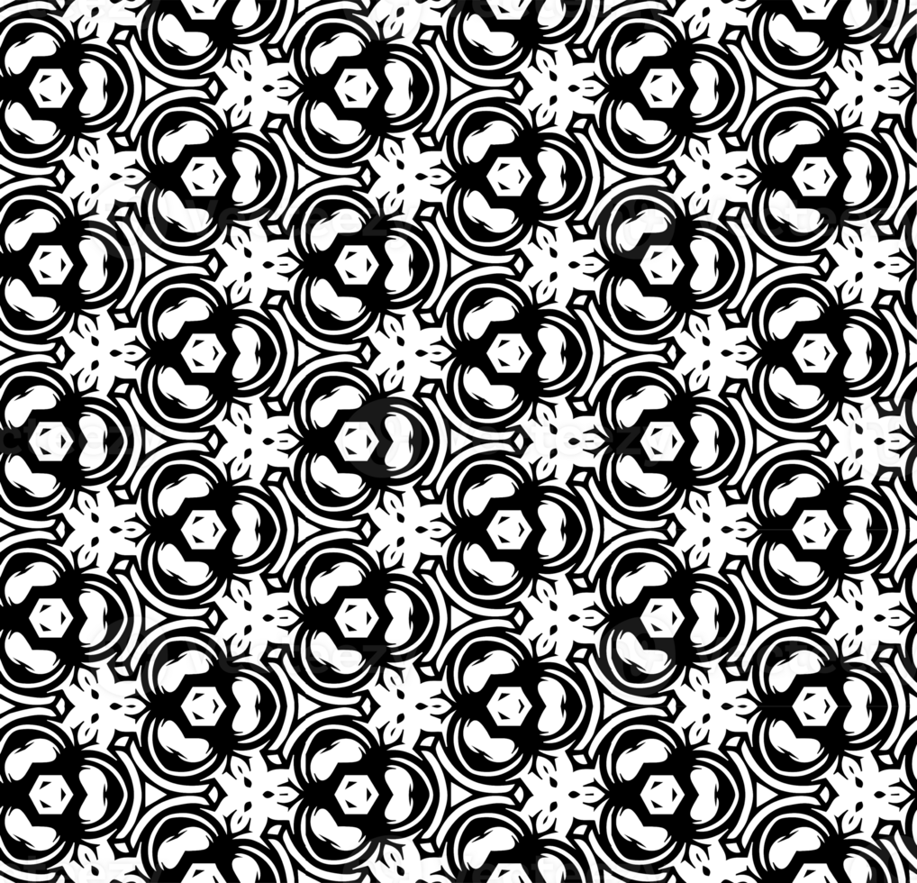Black seamless abstract pattern. Overlay for background and backdrop. Ornamental design. PNG graphic illustration with transparent background.