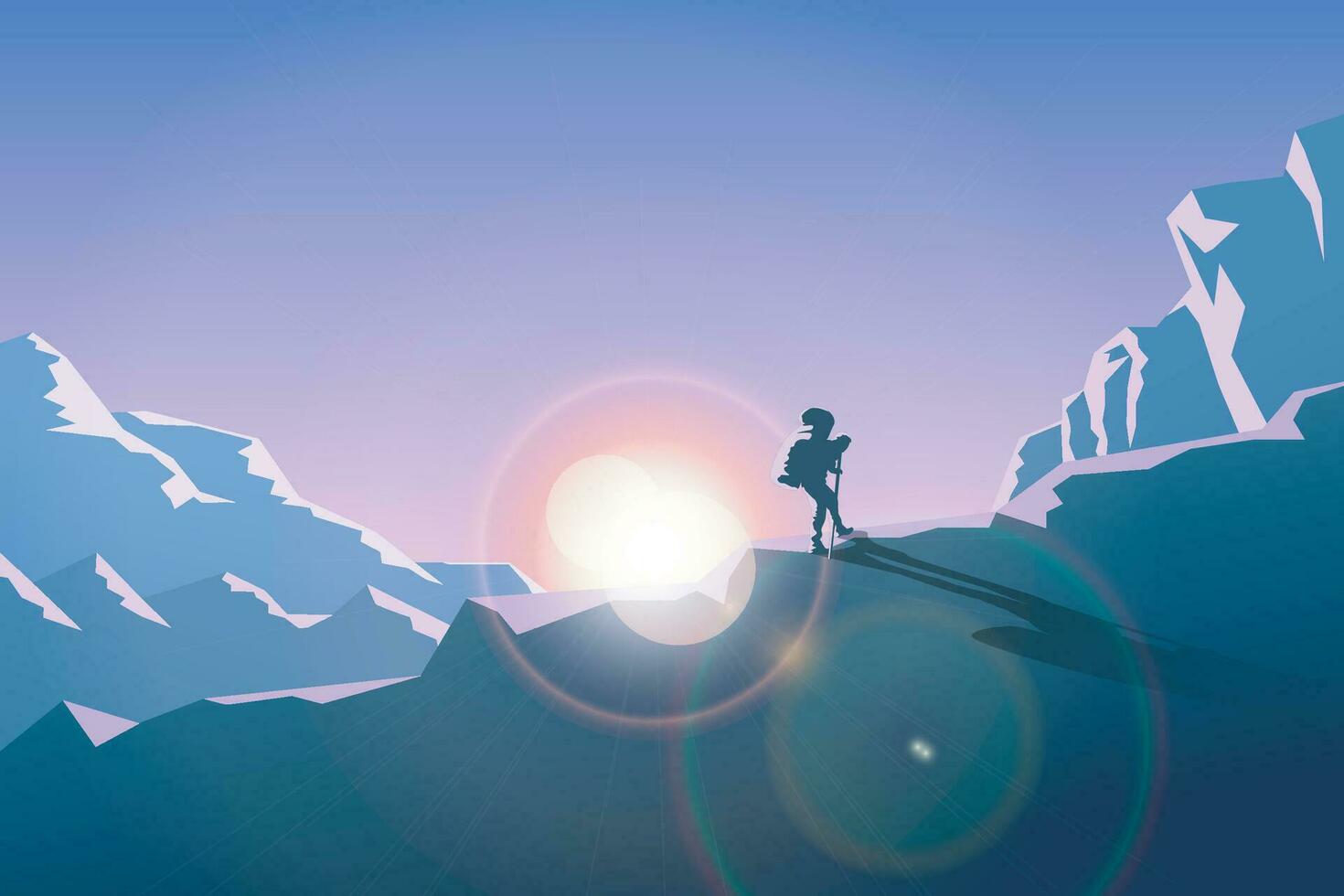 mountains at sunset vector