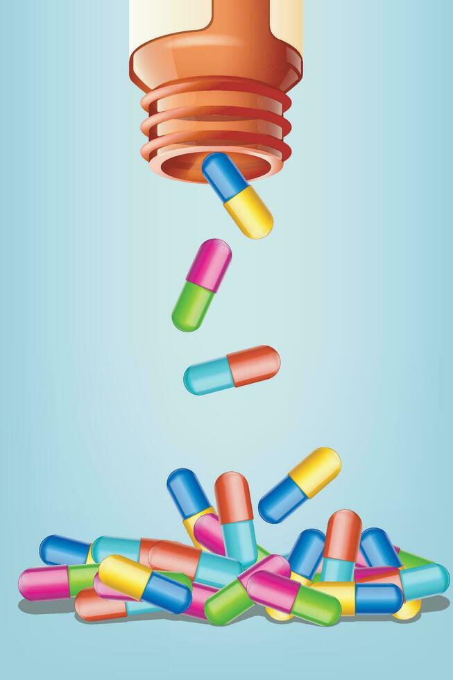 pills from bottle vector