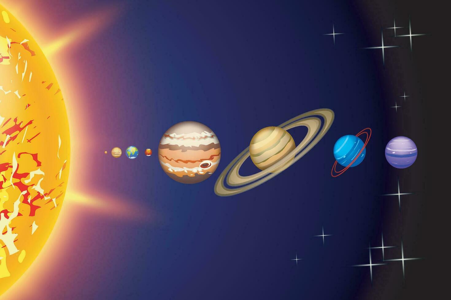 solar system with planets vector