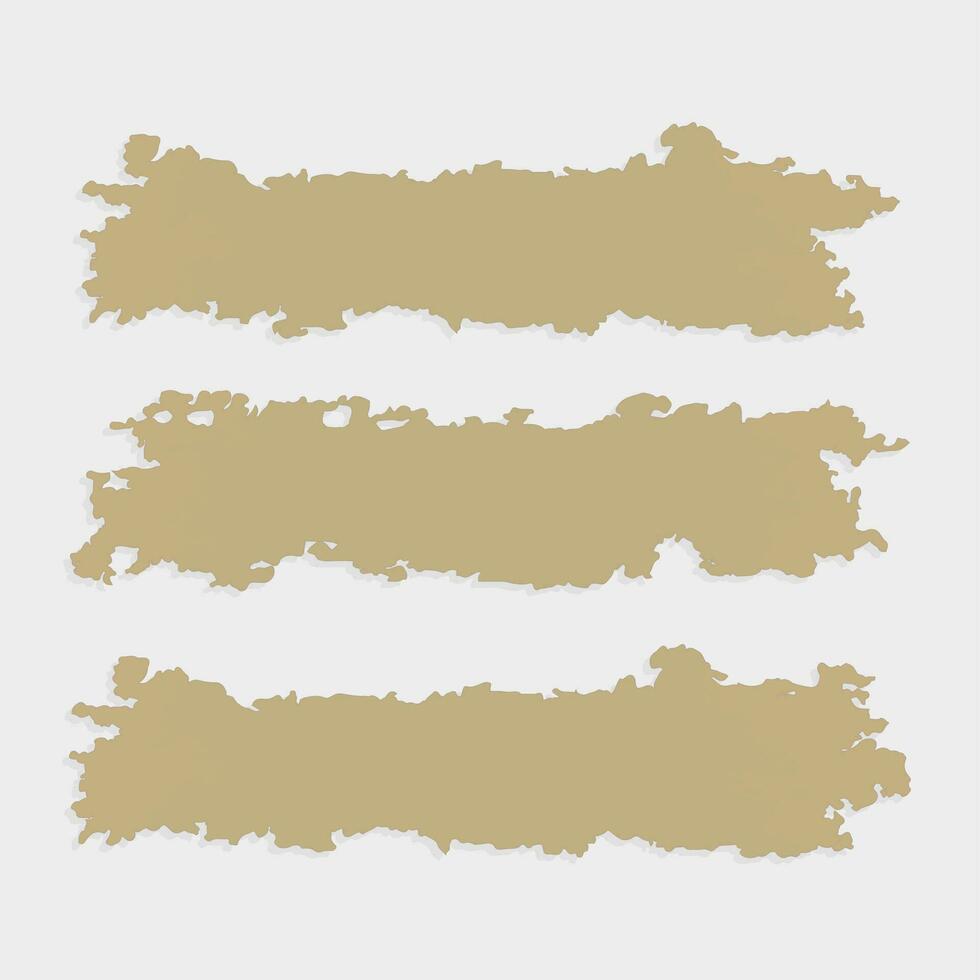 Shred and part of ancient papyrus. Parchment antique grungy, textured brown paper of set. Vector illustration