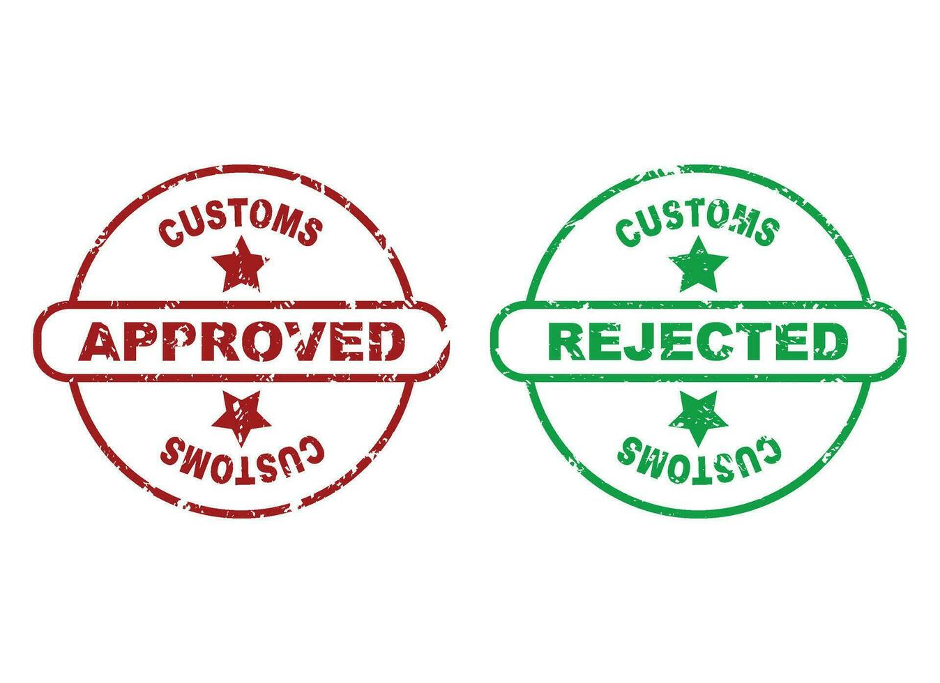 Print for customs inspection. Custom made control border, inspection special imprint. Vector illustration