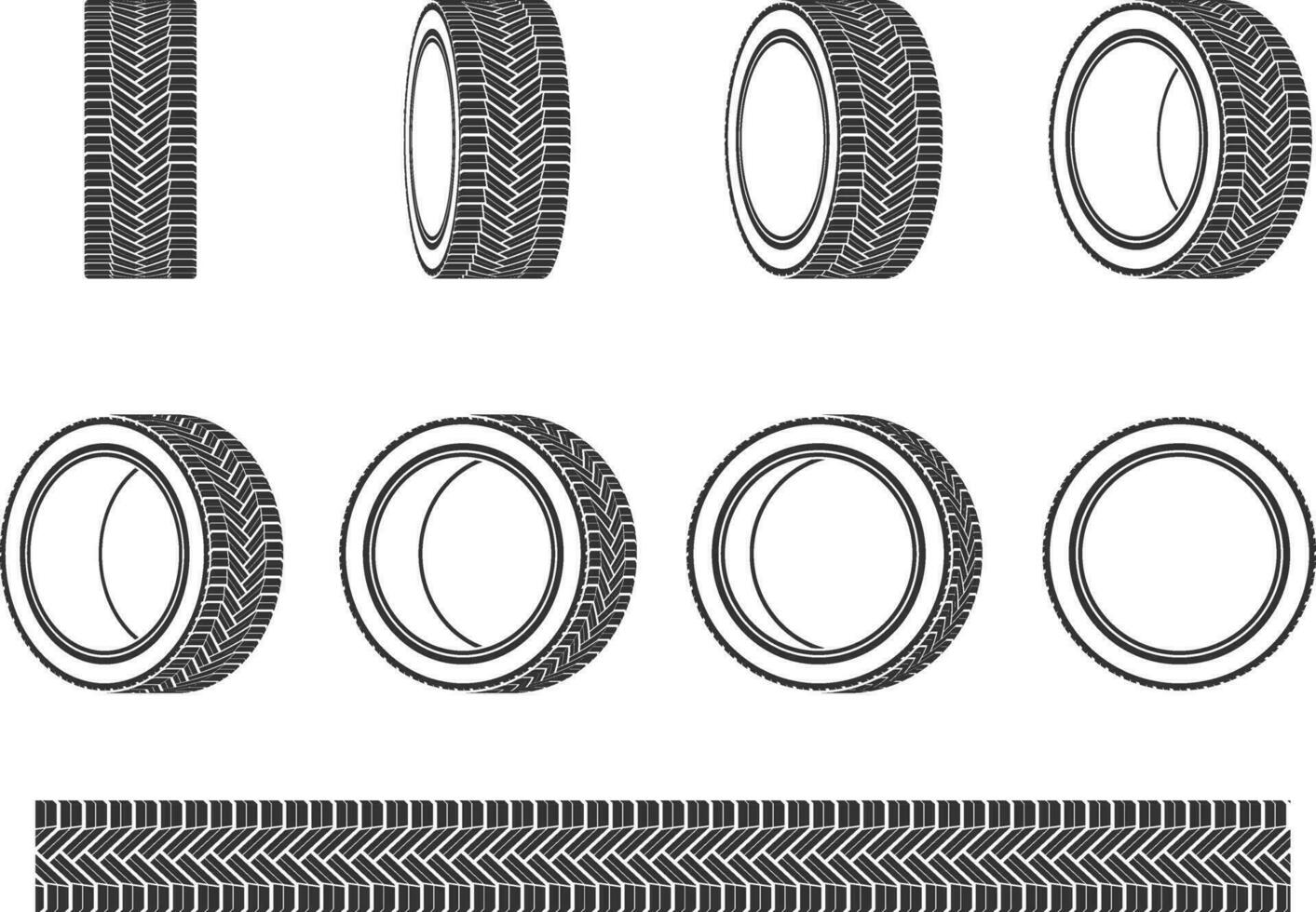 Car tires logo design. Black rubber vector wheel tyre.