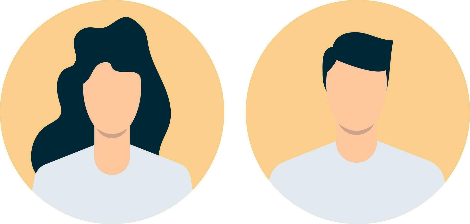 Simple avatars of man and woman. Flat design. Vector illustration