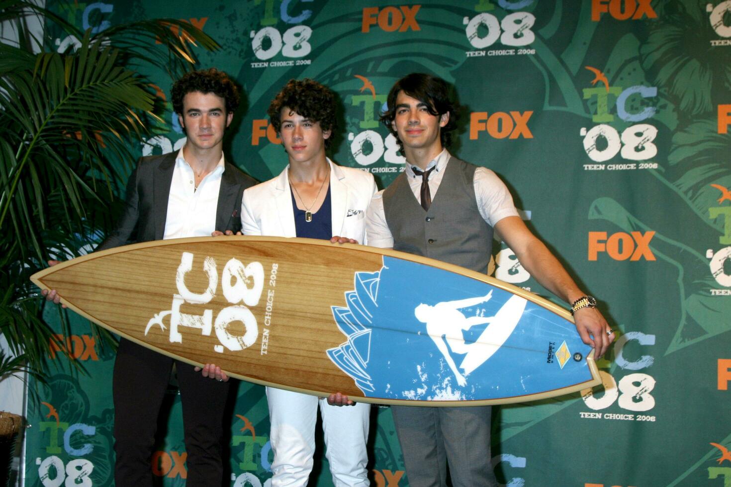 Jonas Brothers in the Press Tent at the Teen Choice Awards 2008 at the Universal Ampitheater at Universal Studios in Los Angeles CA August 3 2008 photo