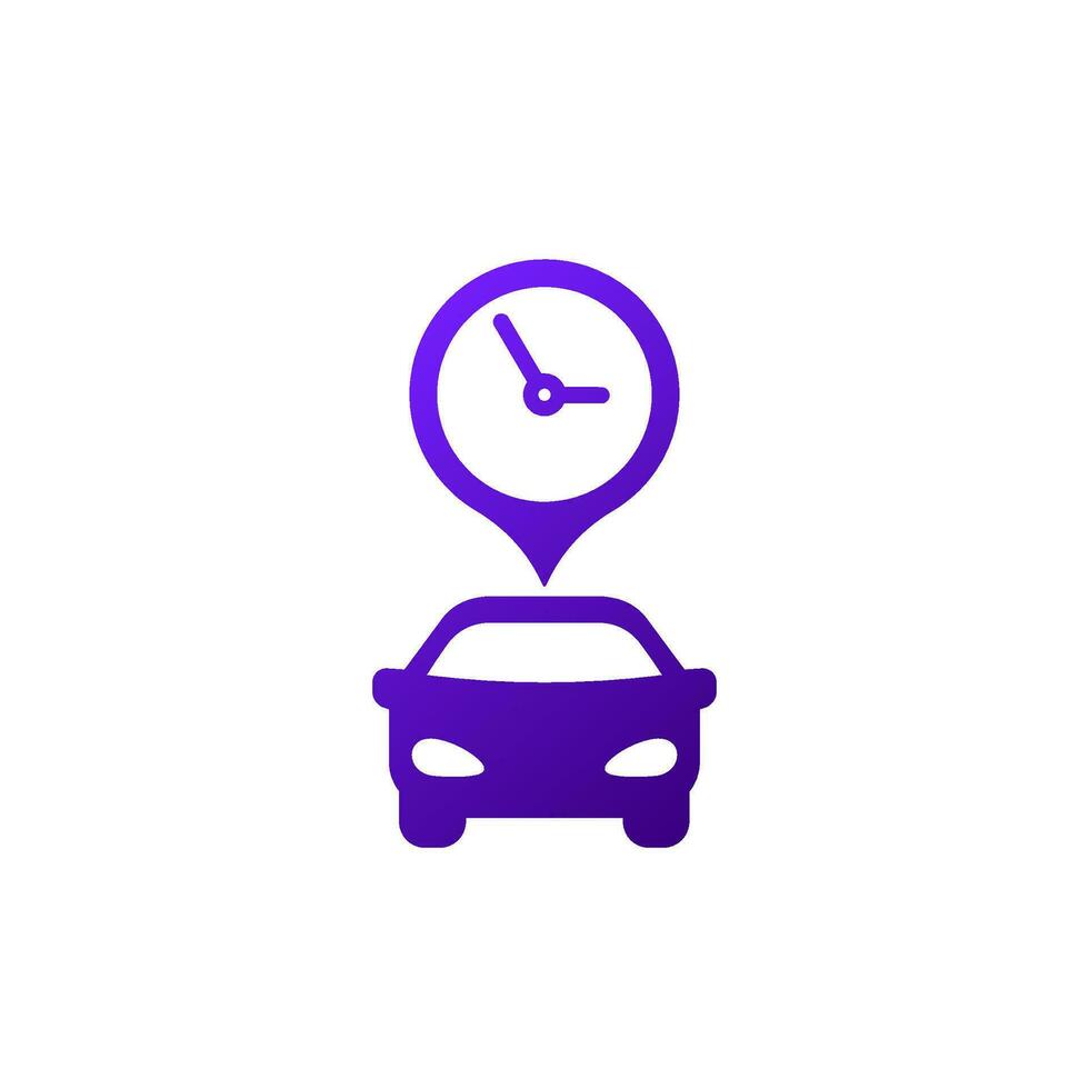 ride time icon with a car, vector