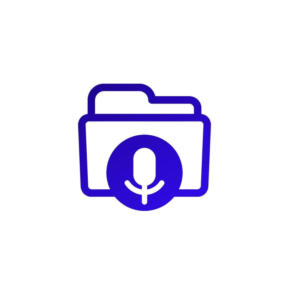 folder with audio records icon vector