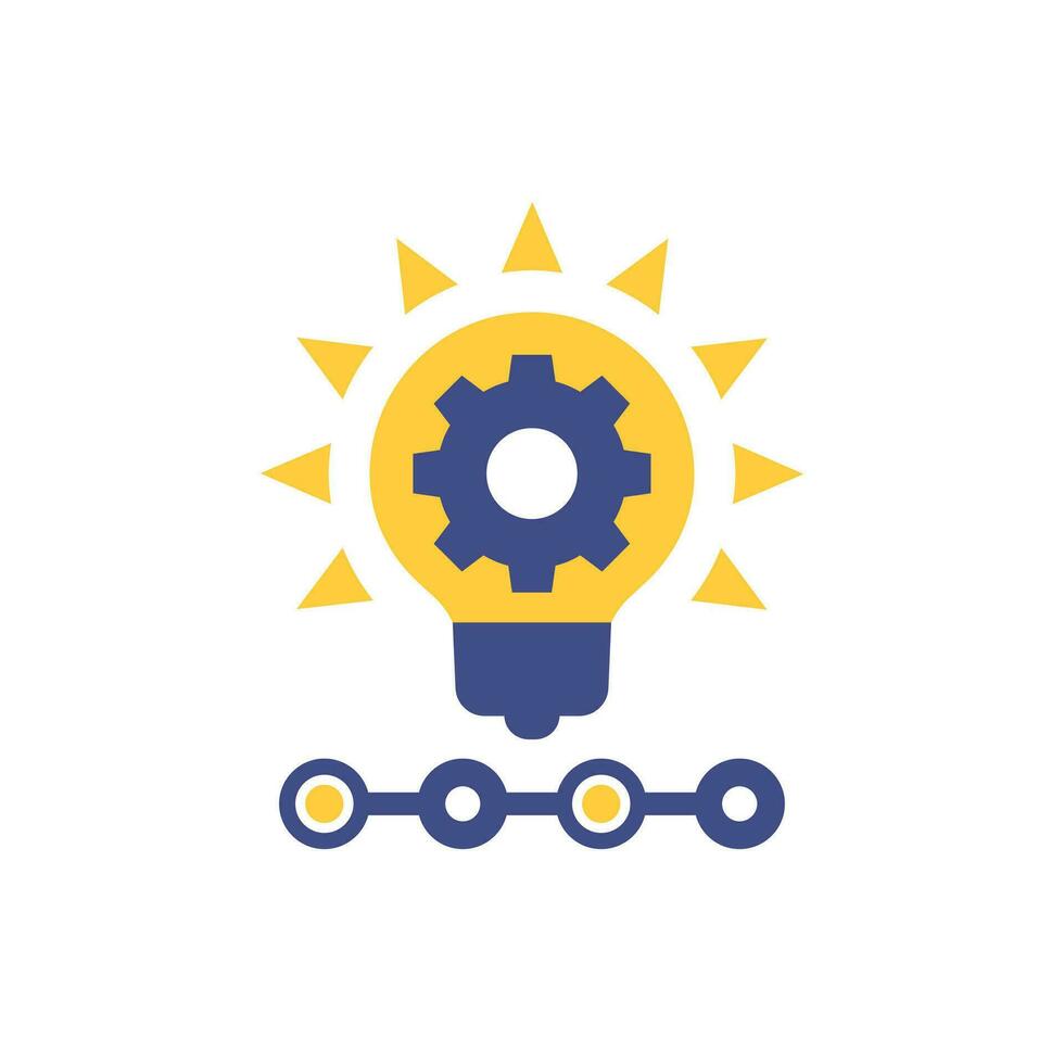 startup icon with a light bulb and gear vector