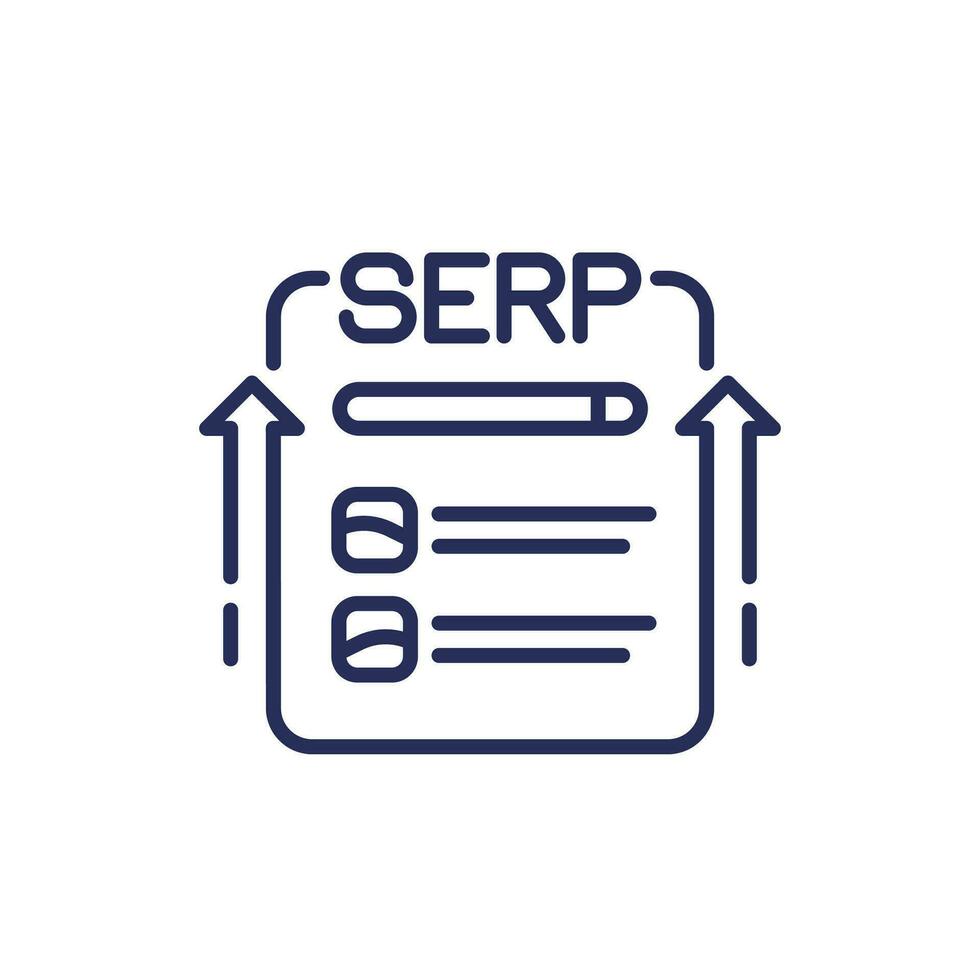 SERP line icon, Search engine results page vector