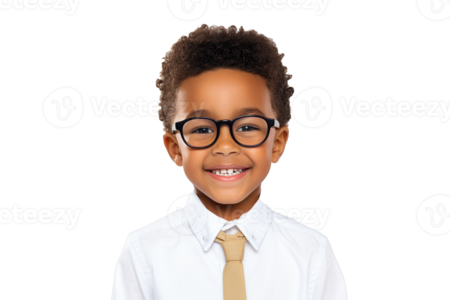 AI generated Happy multiracial boy isolated on transparent background. Portrait of black boy looking at camera. African american child png