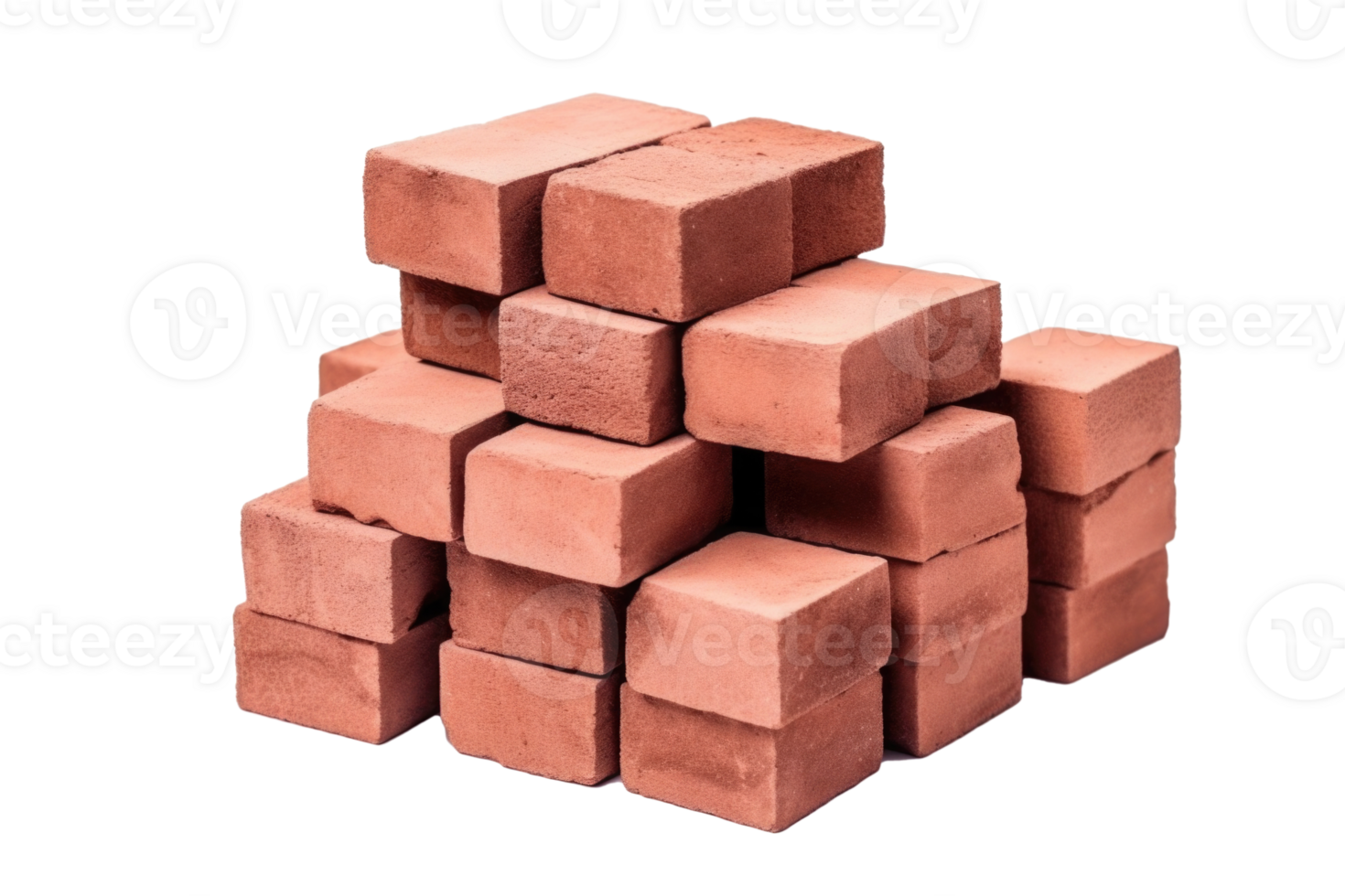 AI generated Pile of red bricks isolated on white background. Stacked red bricks for building house png