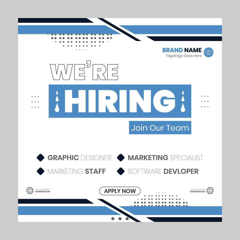 We are hiring job vacancy social media post banner design template with red color. We are hiring job vacancy square web banner design. vector