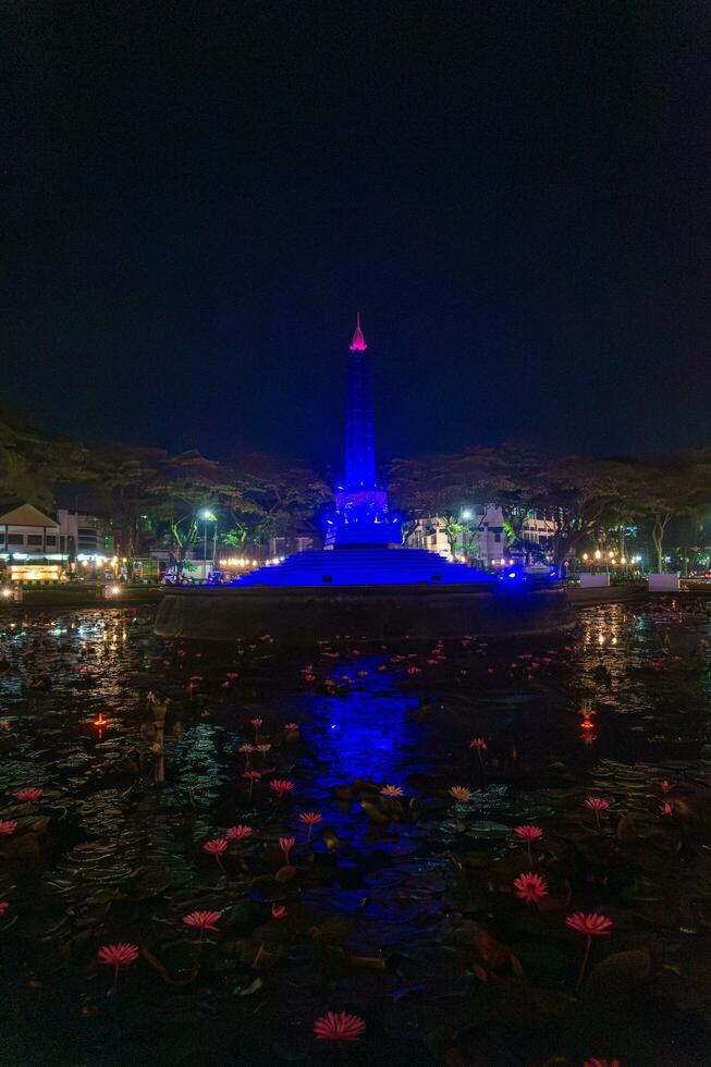 Evening at the Tugu Monument, with very beautiful lights. Location in Malang, East Java - Indonesia photo