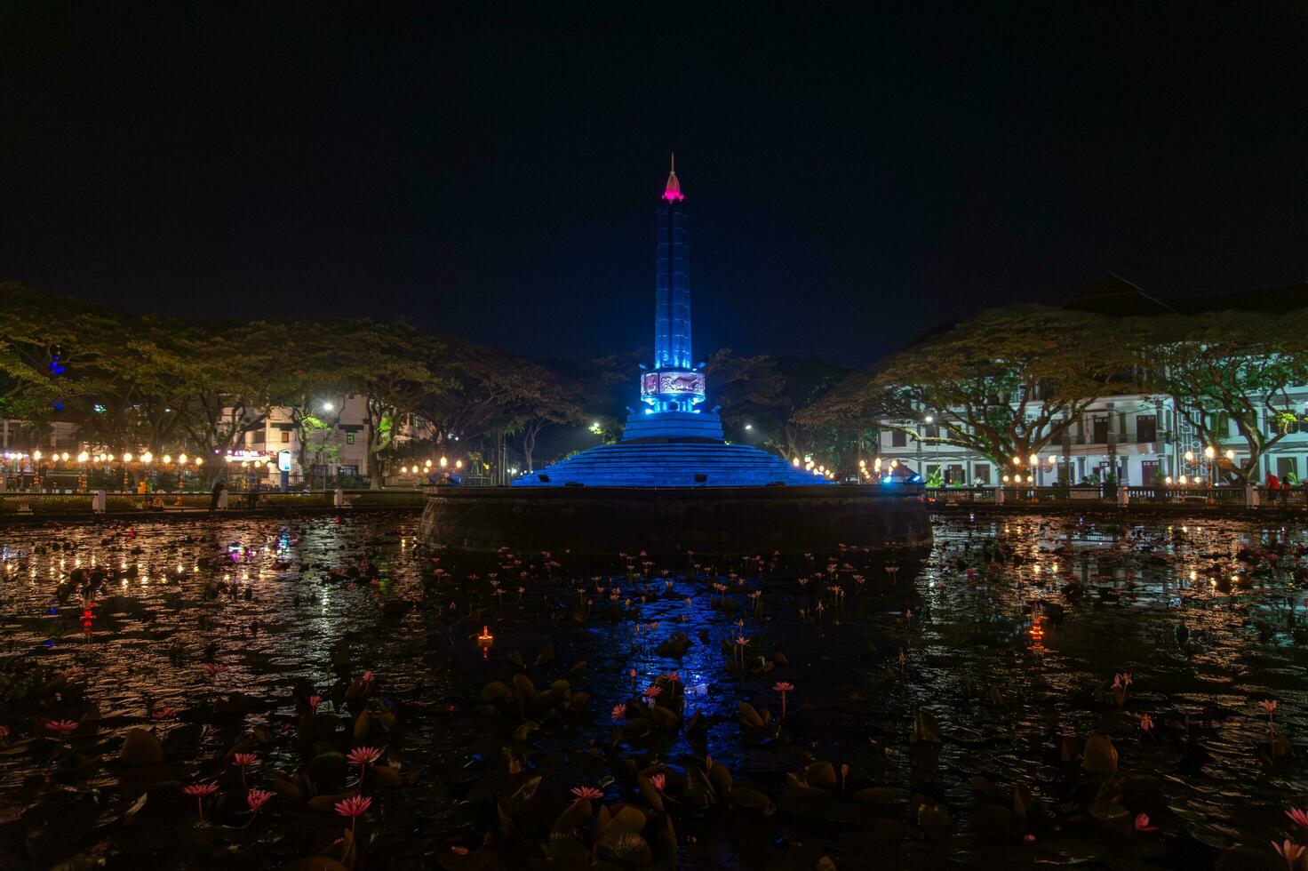 Evening at the Tugu Monument, with very beautiful lights. Location in Malang, East Java - Indonesia photo