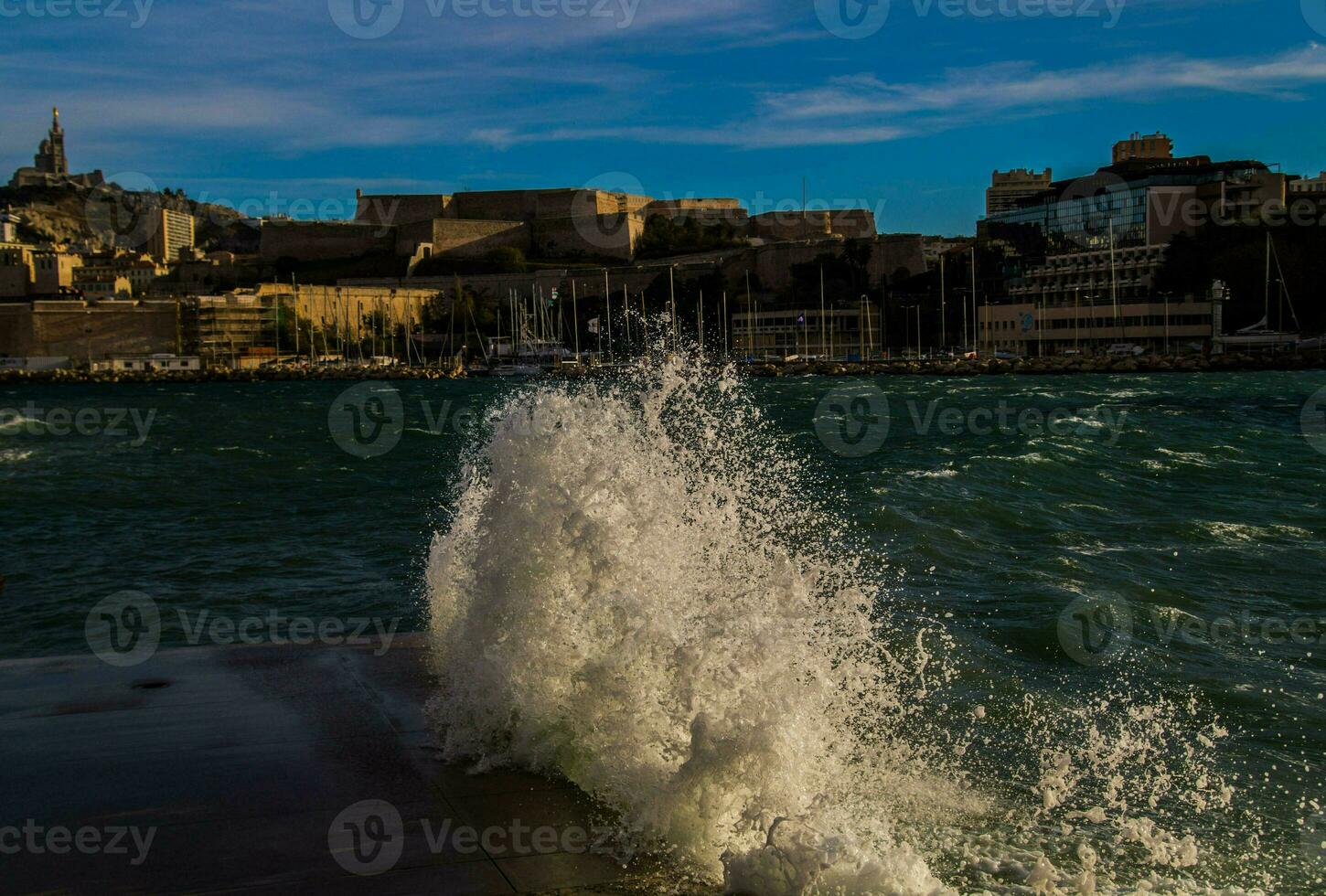 wave on the port of Marseille photo