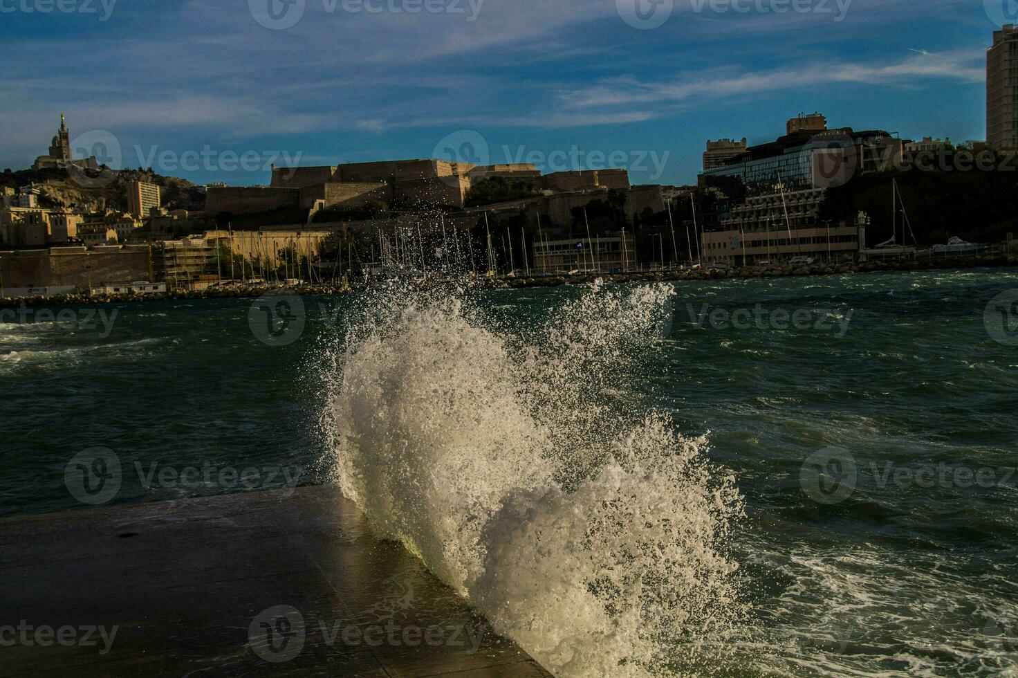 wave on the port of Marseille photo