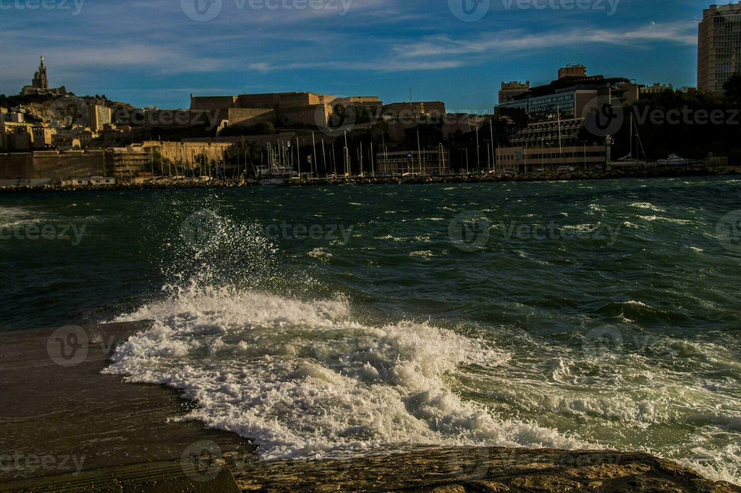 wave on the port of Marseille photo