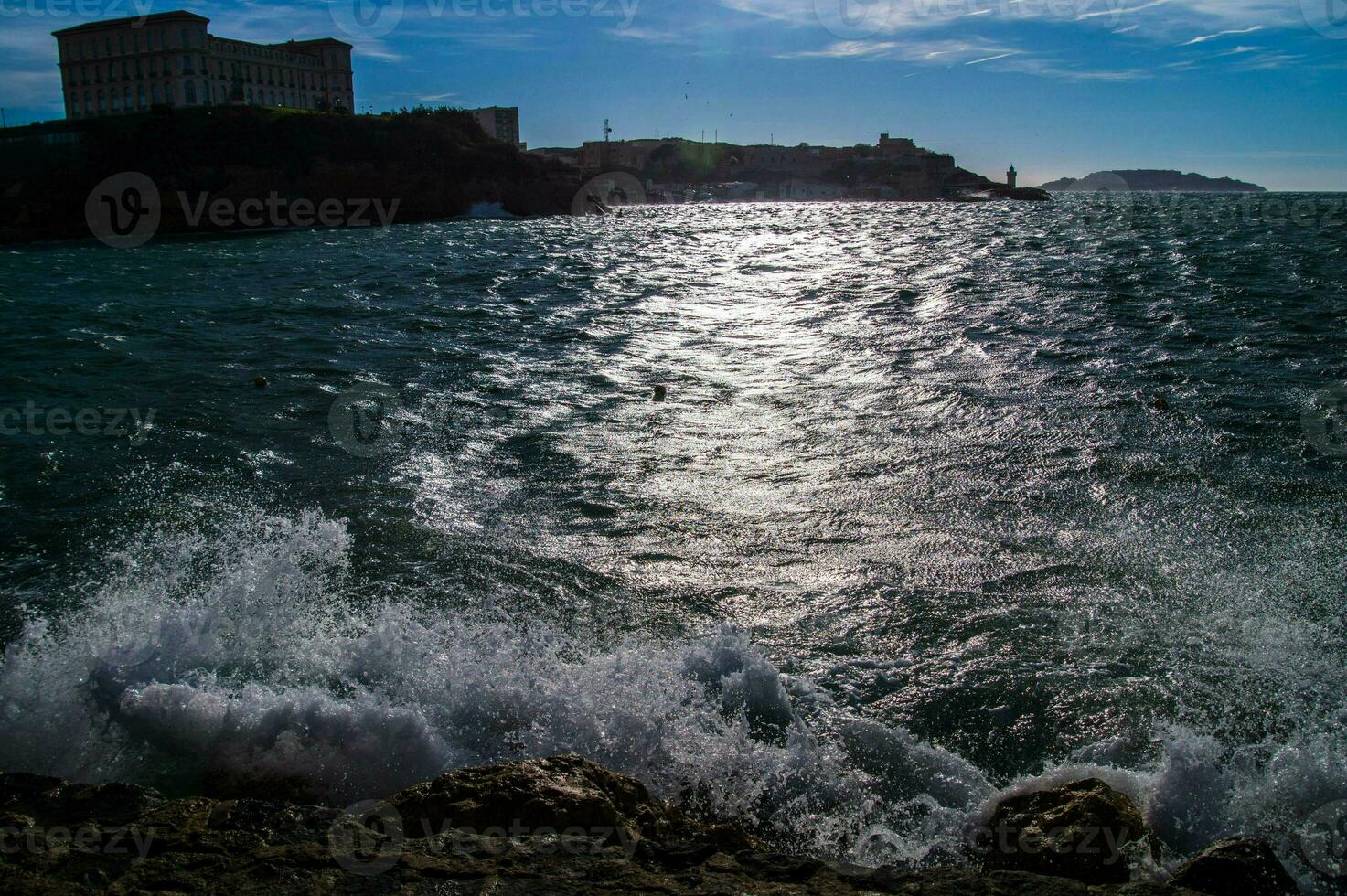 wave on the port of Marseille photo