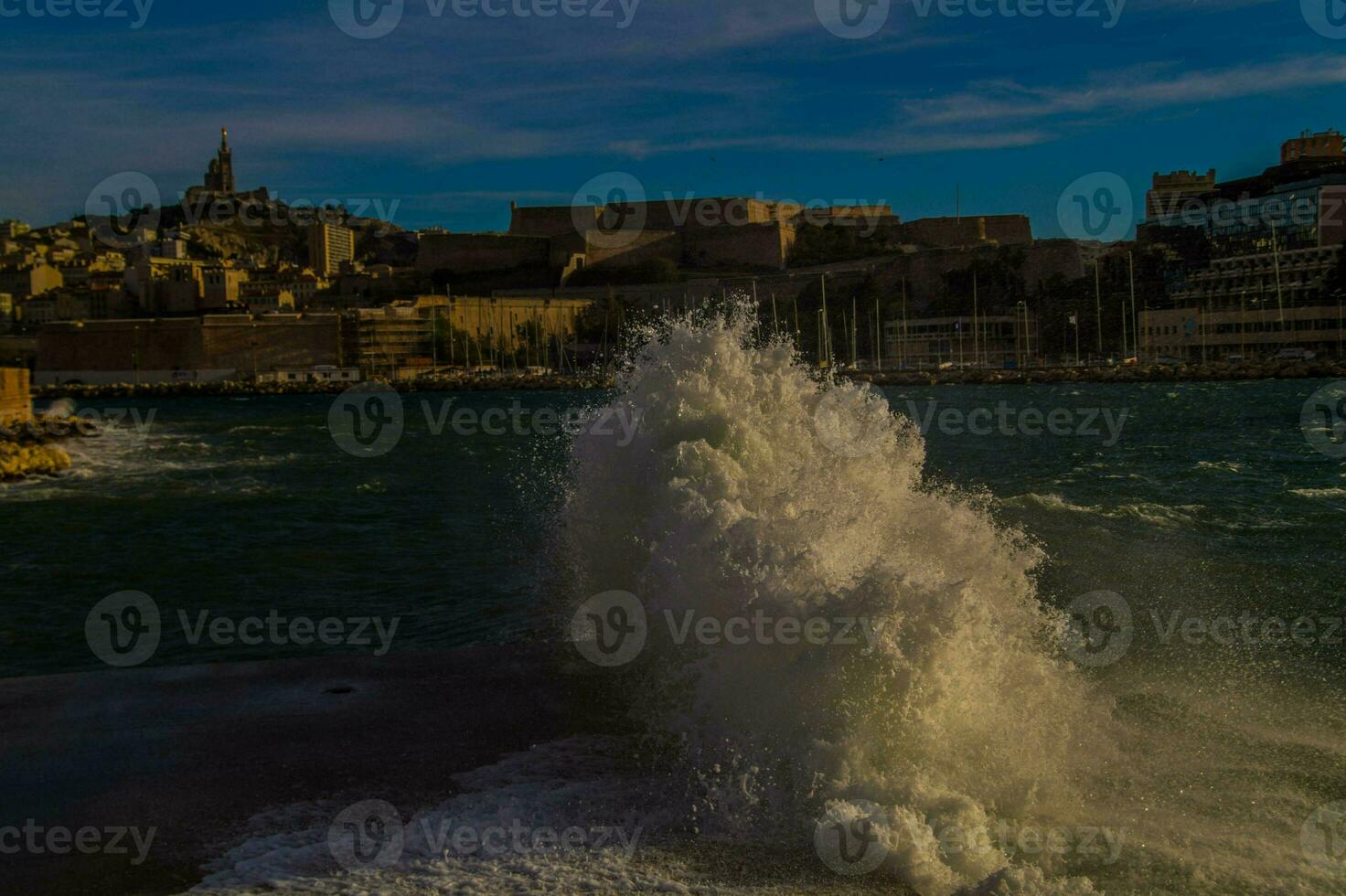 wave on the port of Marseille photo