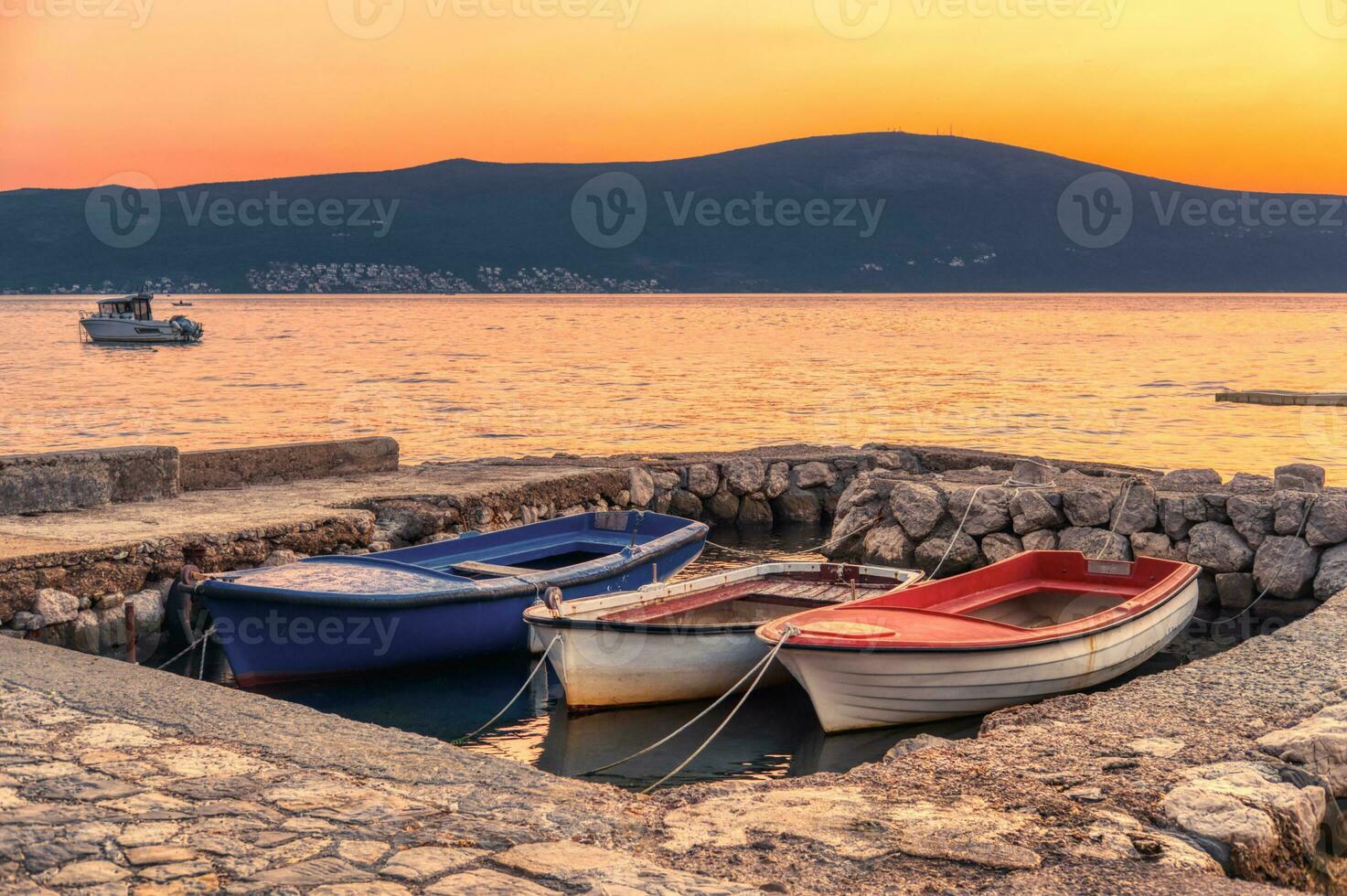 multicolored fishing boats photo