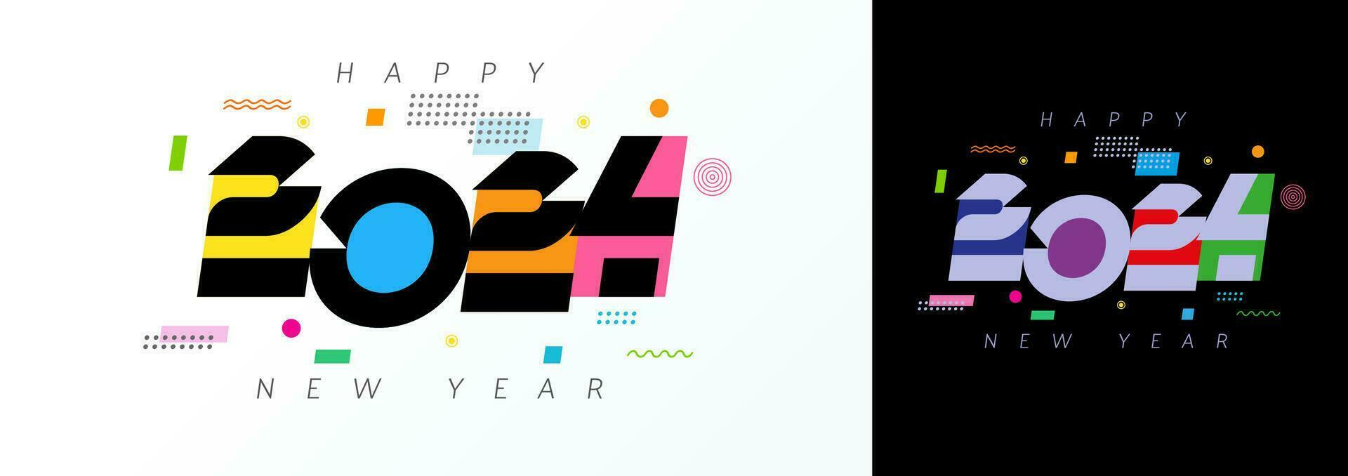 conjunto de creativo saludo tarjetas 2024 nuevo año logo diseño. vector