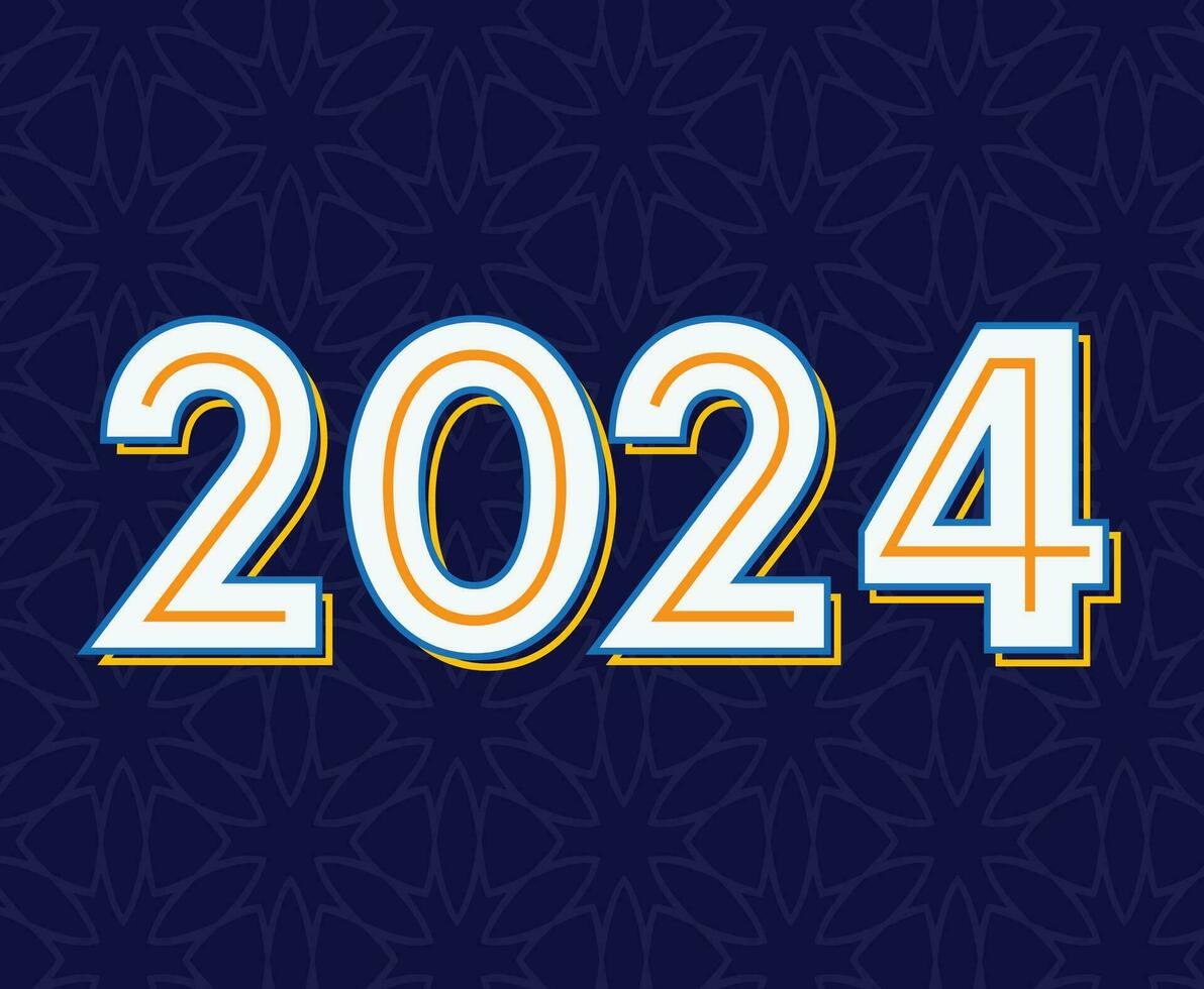 2024 New Year Holiday Design Abstract Vector Logo Symbol Illustration With Blue Background