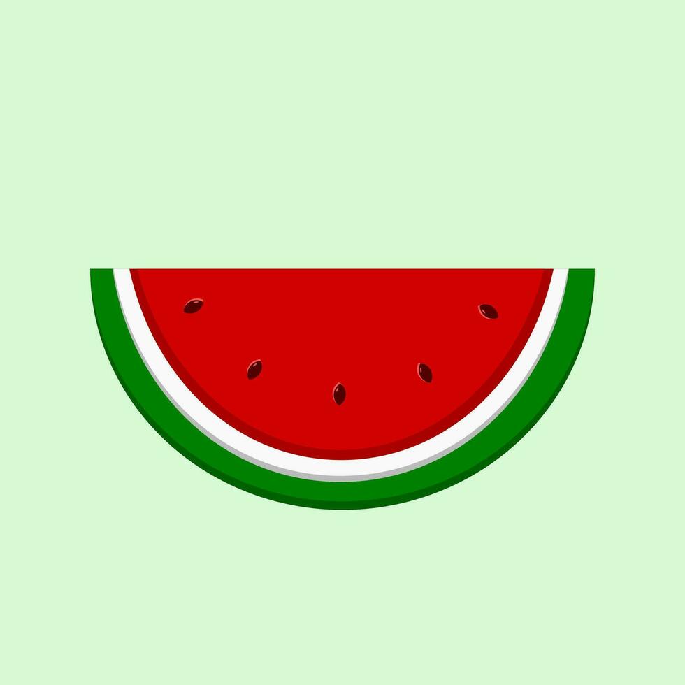 a slice of watermelon on a green background vector