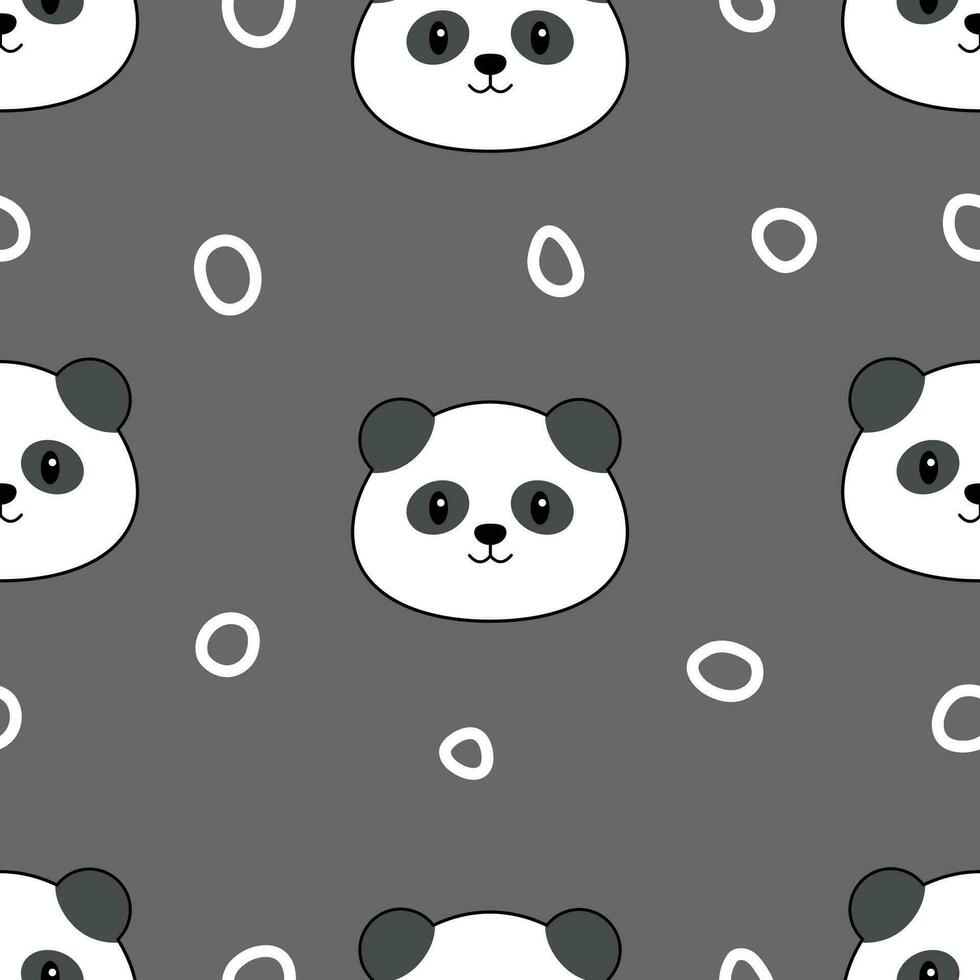 Panda cartoon seamless pattern background with grey background vector