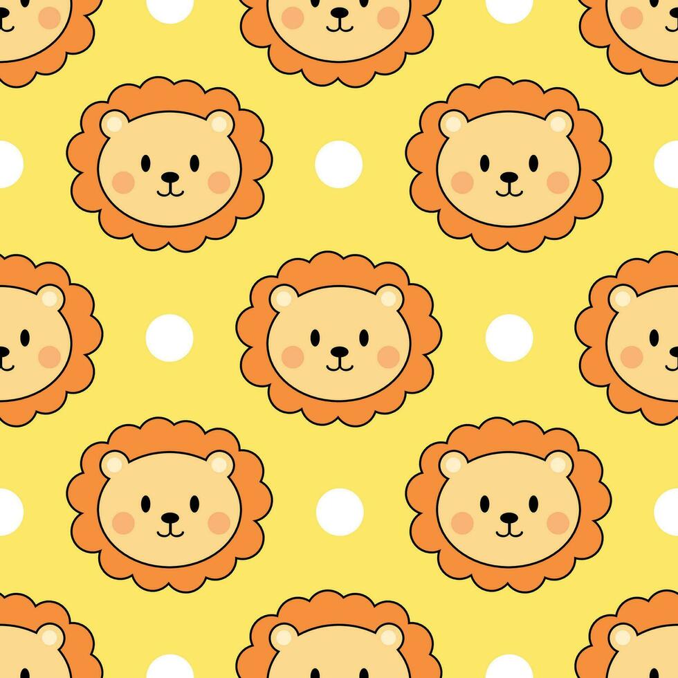 Lion cartoon seamless pattern background with yellow background vector