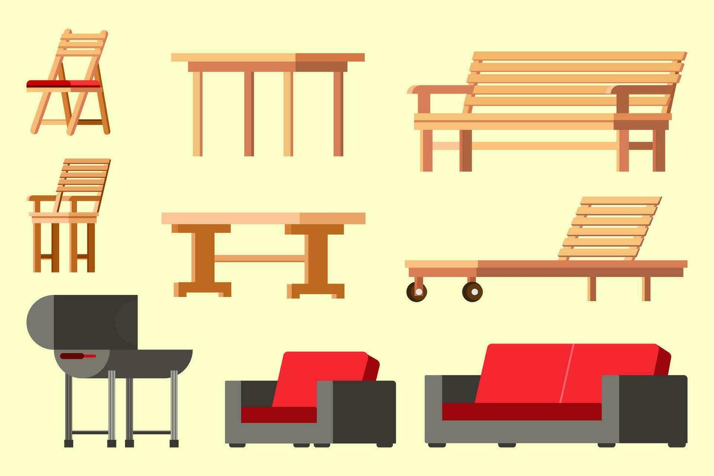 conjunto de mueble iconos, conjunto de sillas, conjunto de mueble vector